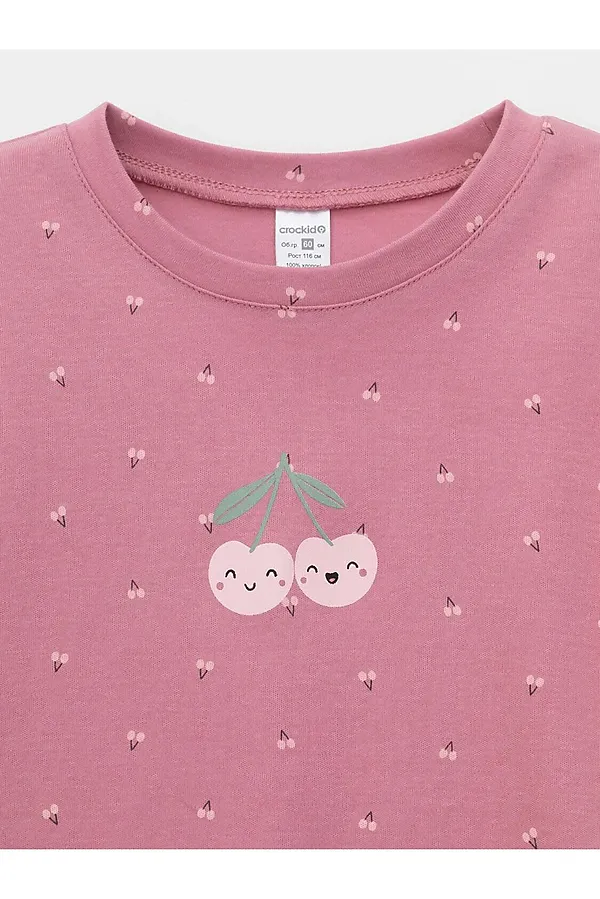 Пижама CROCKID, спелая вишня,сердечки - фото 2