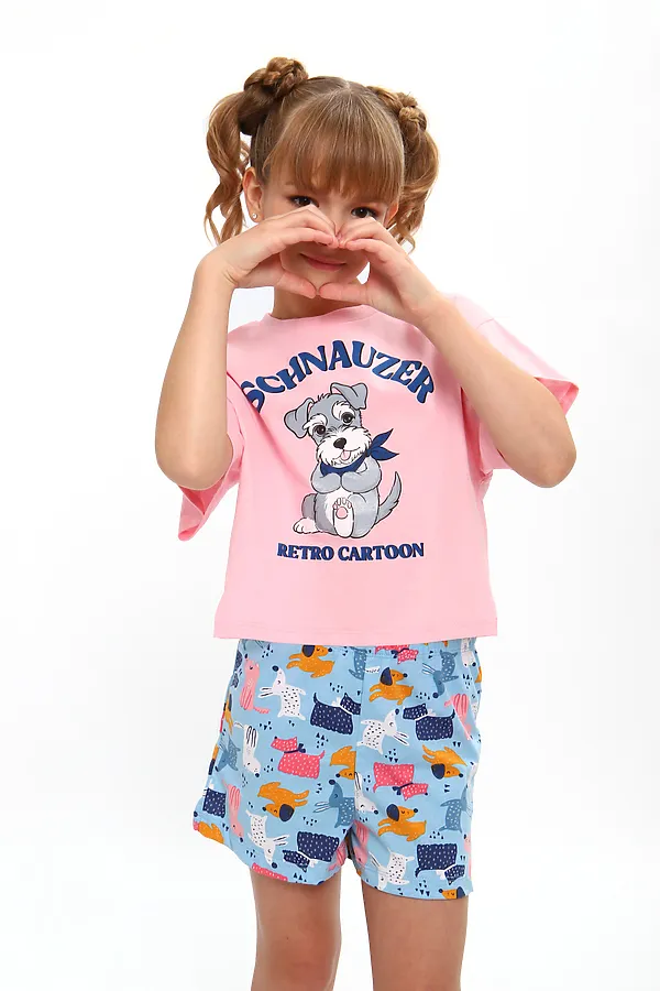 Пижама с шортами арт. ПД-019-081 НАТАЛИ, розовый/собачки голубые - фото 2
