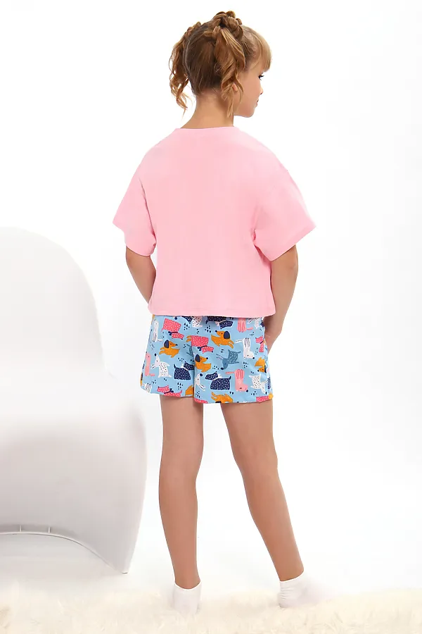 Пижама с шортами арт. ПД-019-081 НАТАЛИ, розовый/собачки голубые - фото 2