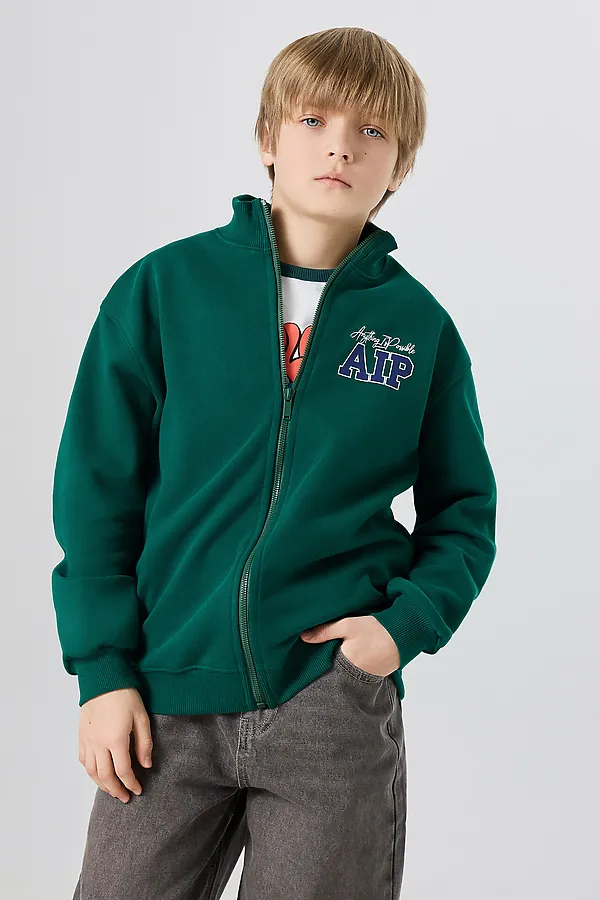 Толстовка для мальчиков MARK FORMELLE, зеленый +печать - фото 2