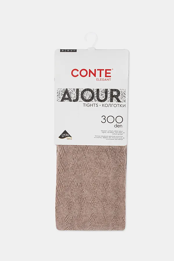 CONTE AJOUR 300 Тёплые ажурные колготки CONTE ELEGANT, бежевый - фото 2