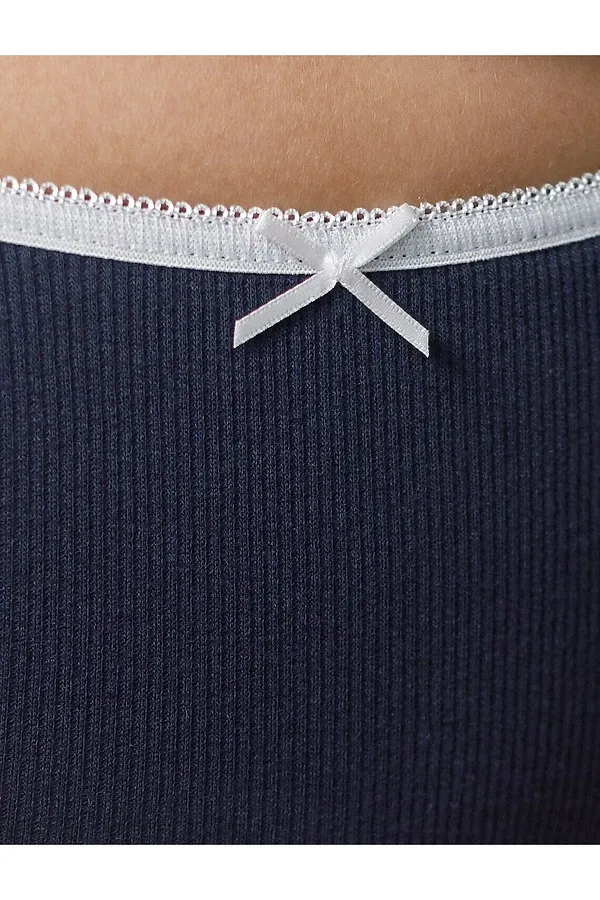 Трусы слипы со средней посадкой из эластичного трикотажа кашкорсе VILATTE, т.синий - фото 2