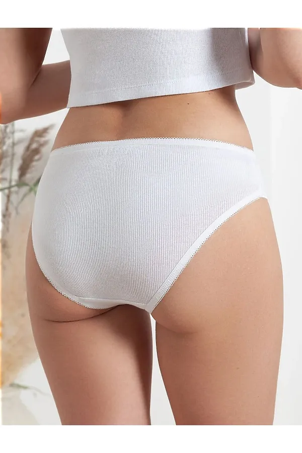 Трусы слипы со средней посадкой из фактурного трикотажа в рубчик VILATTE, белый - фото 2