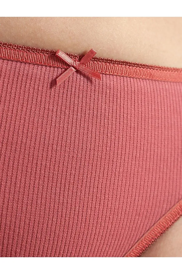 Трусы слипы со средней посадкой из фактурного трикотажа в рубчик VILATTE, т.коралл - фото 2