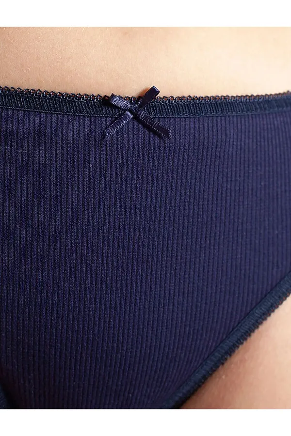 Трусы слипы со средней посадкой из фактурного трикотажа в рубчик VILATTE, т.синий - фото 2