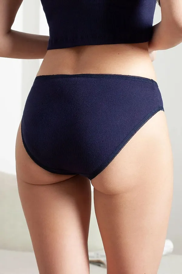 Трусы слипы со средней посадкой из фактурного трикотажа в рубчик VILATTE, т.синий - фото 2