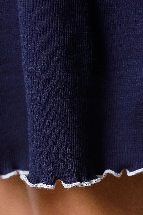 Сарафан на широких лямках с вырезом  из эластичного трикотажа кашкорсе VILATTE, т.синий - фото 2