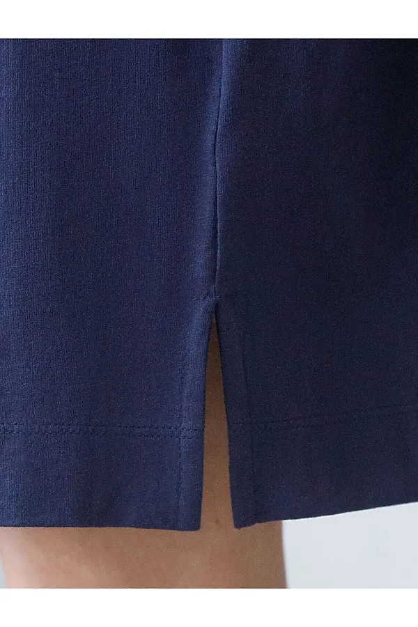 Свободное платье-футболка с разрезами и принтом из 100% хлопка VILATTE, т.синий_love_live - фото 2