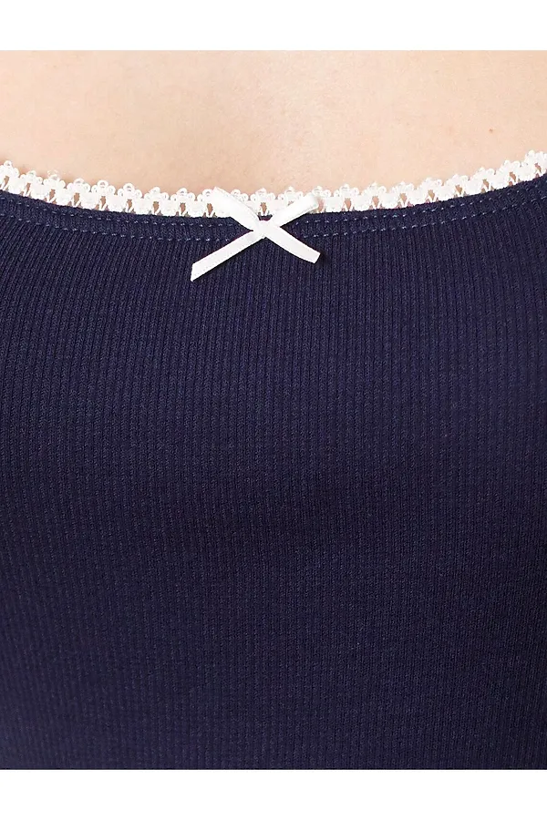 Топ с вырезом из эластичного трикотажа кашкорсе VILATTE, т.синий - фото 2