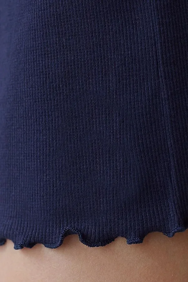 Топ с вырезом из эластичного трикотажа кашкорсе VILATTE, т.синий - фото 2