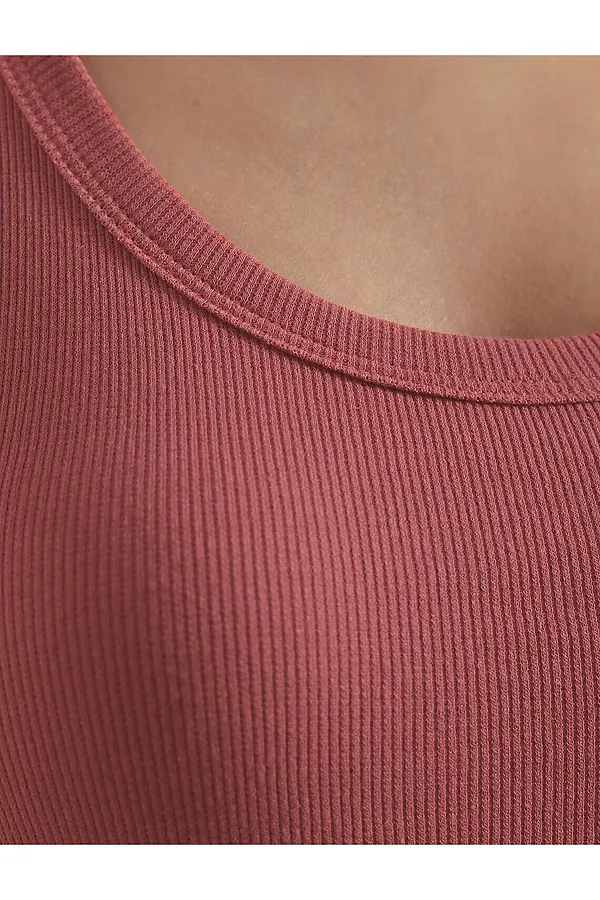 Топ с круглым вырезом из фактурного трикотажа в рубчик VILATTE, т.коралл - фото 2