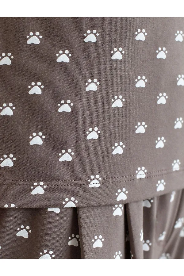 Топ на регулируемых бретелях с V вырезом из 100% хлопка с принтом VILATTE, кофе-белый лапы - фото 2