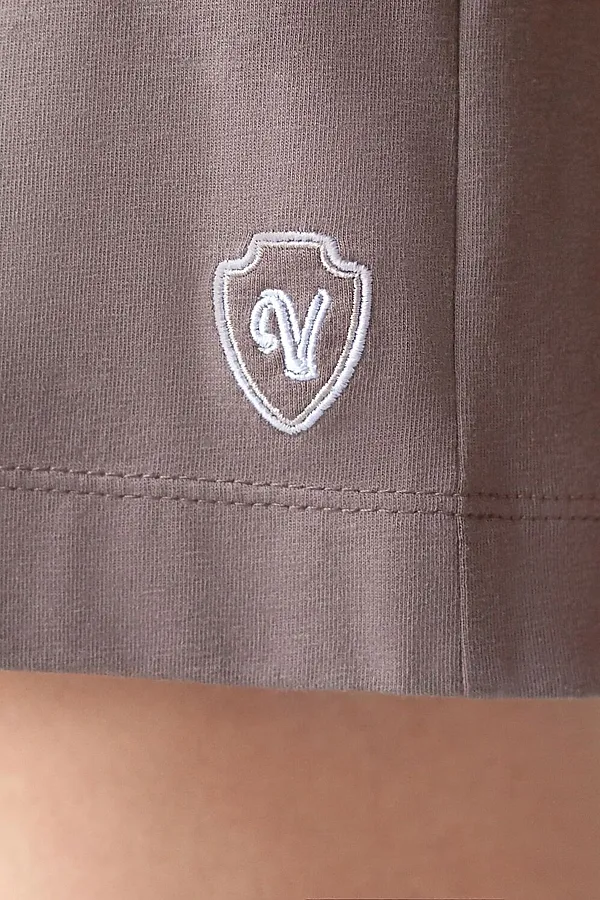 Короткие шорты с поясом на резинке из эластичного хлопка VILATTE, кофе_vilatte - фото 2