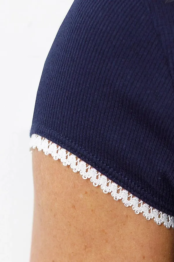 Футболка с фигурным вырезом каре из эластичного трикотажа кашкорсе VILATTE, т.синий - фото 2