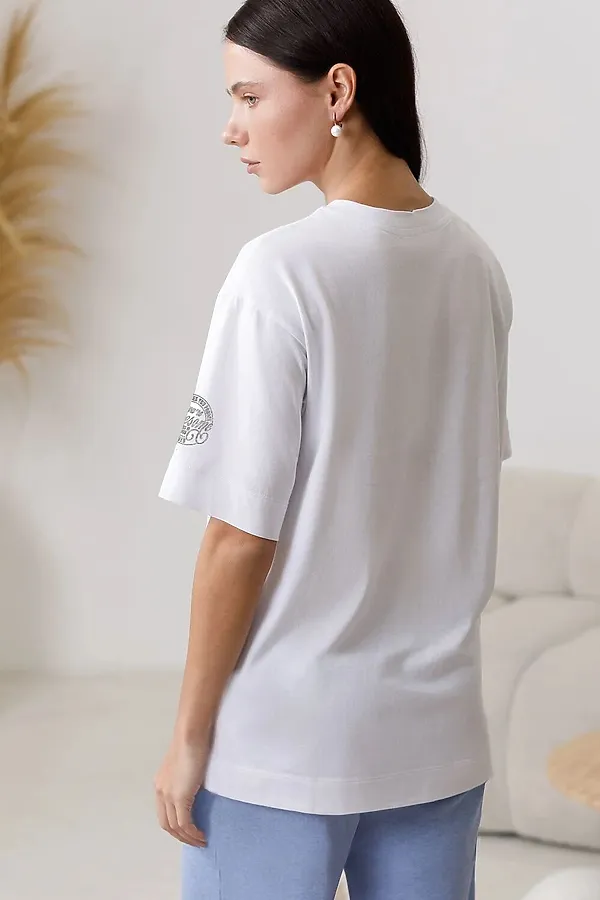 Футболка оверсайз с принтом из премиального 100% хлопка VILATTE, белый_awesome - фото 2