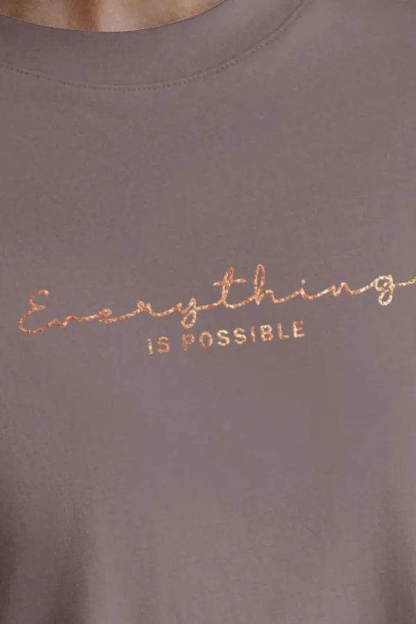 Футболка оверсайз с принтом из премиального 100% хлопка VILATTE, кофе_everything - фото 2