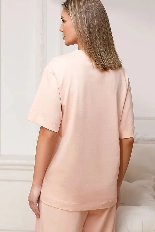 Футболка оверсайз с принтом из премиального 100% хлопка VILATTE, пудра_everything - фото 2