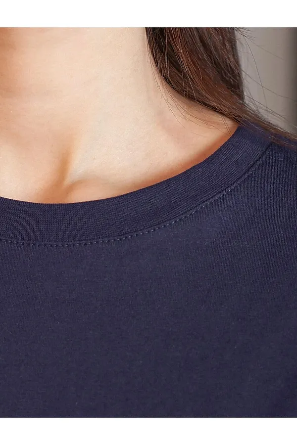 Футболка оверсайз с принтом из премиального 100% хлопка VILATTE, т.синий_awesome - фото 2