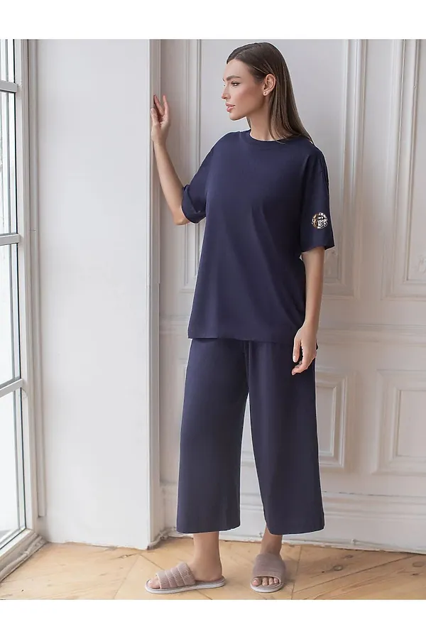 Футболка оверсайз с принтом из премиального 100% хлопка VILATTE, т.синий_awesome - фото 2