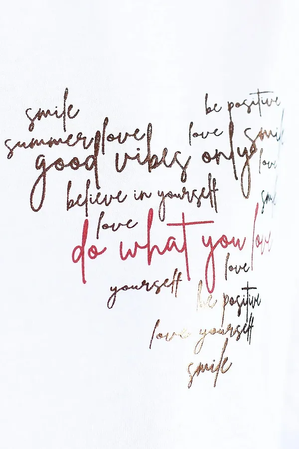 Футболка с принтом свободная из премиального 100% хлопка VILATTE, белый_love - фото 2