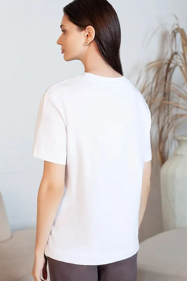 Футболка с принтом свободная из премиального 100% хлопка VILATTE, белый_love - фото 2