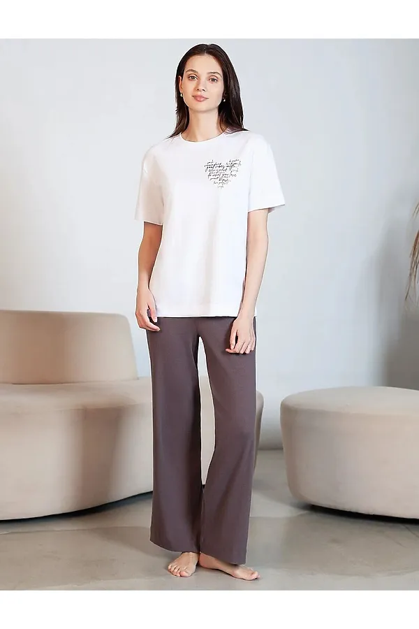 Футболка с принтом свободная из премиального 100% хлопка VILATTE, белый_love - фото 2