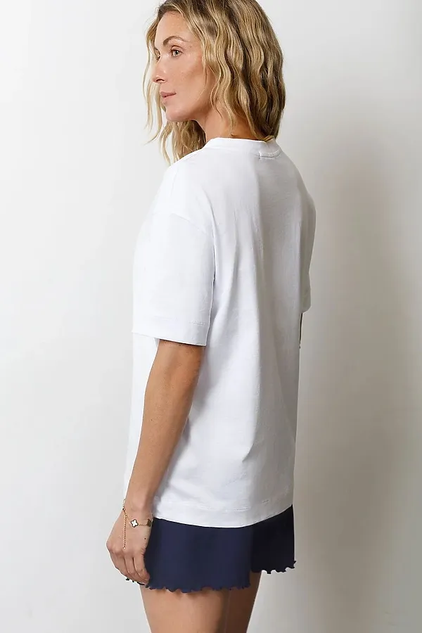 Футболка с принтом свободная из премиального 100% хлопка VILATTE, белый_цветок - фото 2