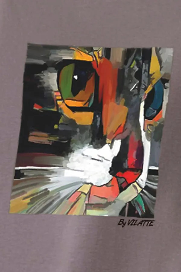 Футболка с принтом свободная из премиального 100% хлопка VILATTE, кофе_арт_котик - фото 2