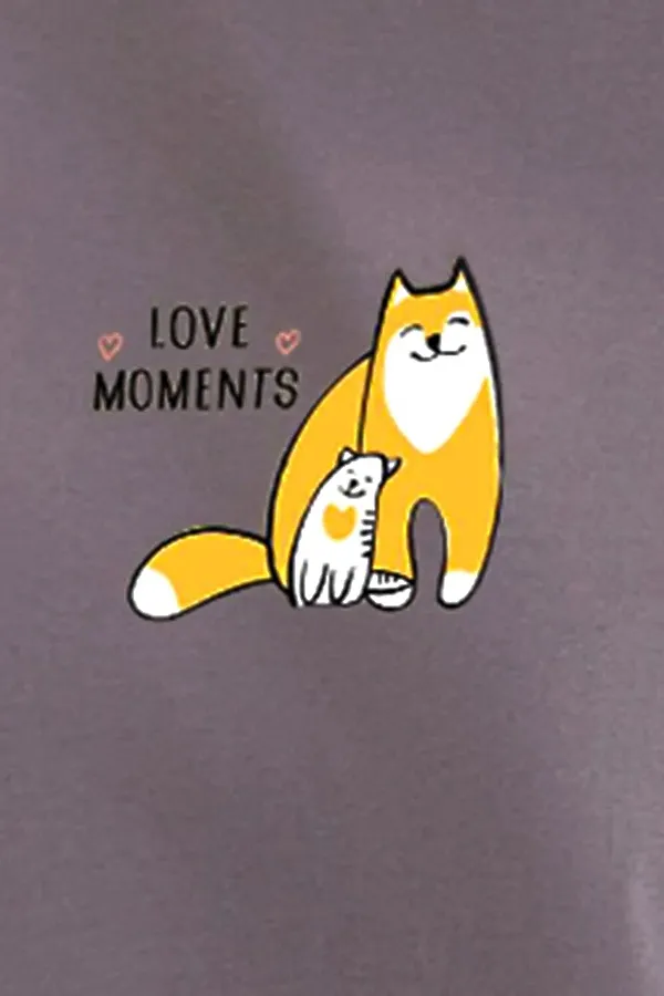 Футболка с принтом свободная из премиального 100% хлопка VILATTE, кофе_коты - фото 2