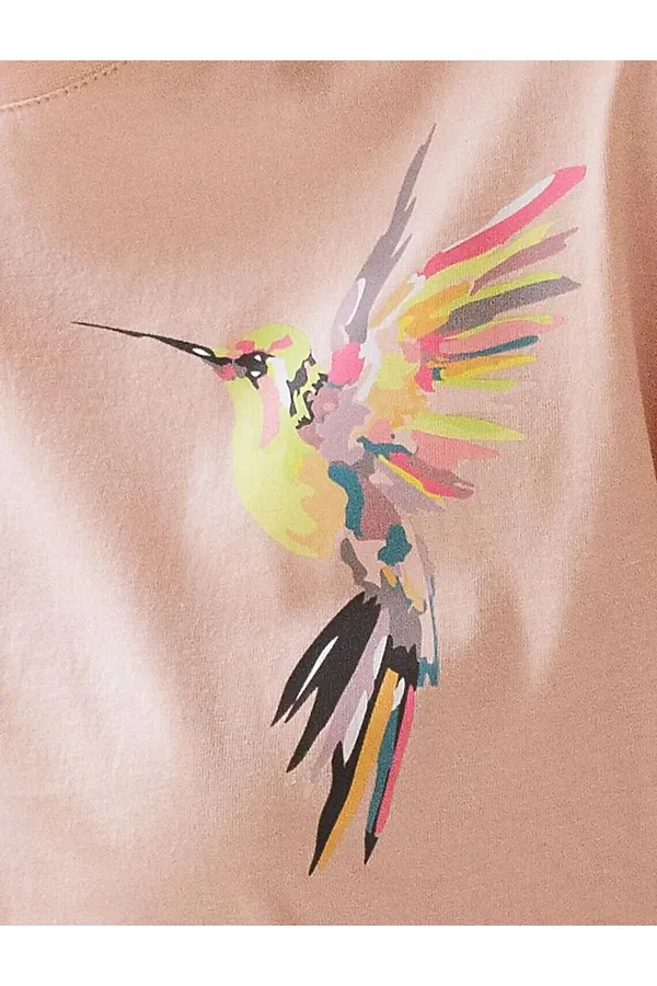 Футболка с принтом свободная из премиального 100% хлопка VILATTE, пудра_колибри - фото 2