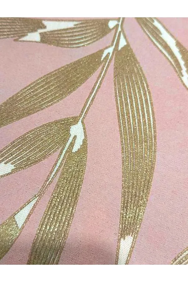 Футболка с принтом свободная из премиального 100% хлопка VILATTE, пудра_листья - фото 2