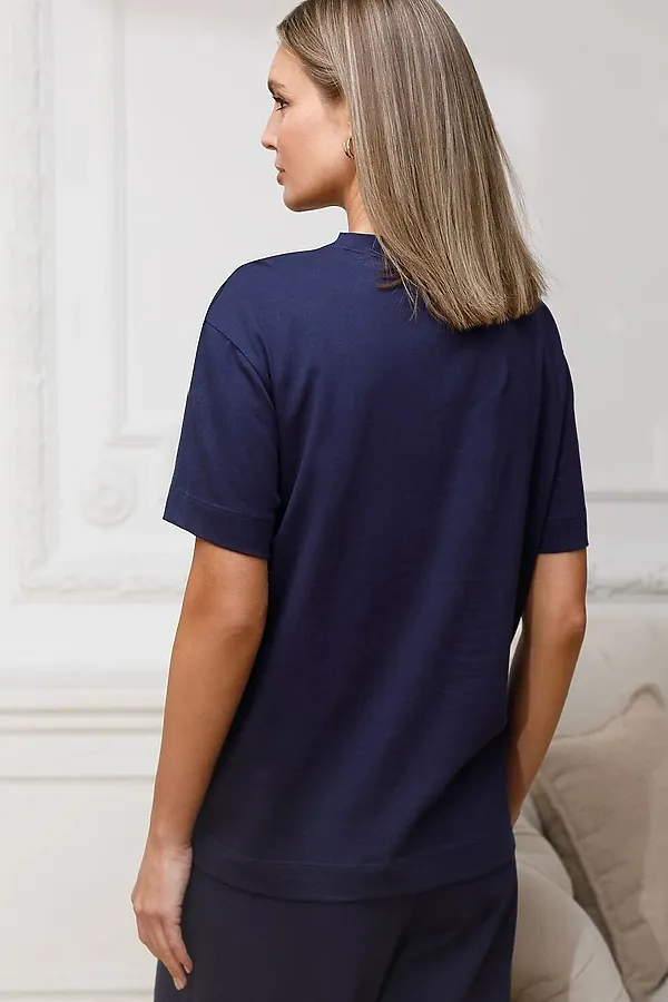 Футболка с принтом свободная из премиального 100% хлопка VILATTE, т.синий_все_хорошо - фото 2