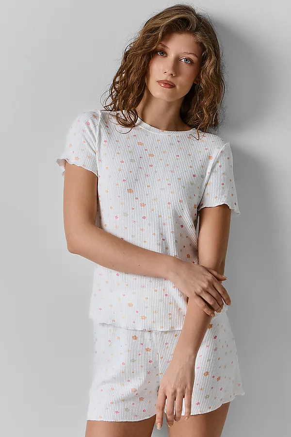 Комплект женский (джемпер, шорты) MARK FORMELLE, цветы на белом - фото 2