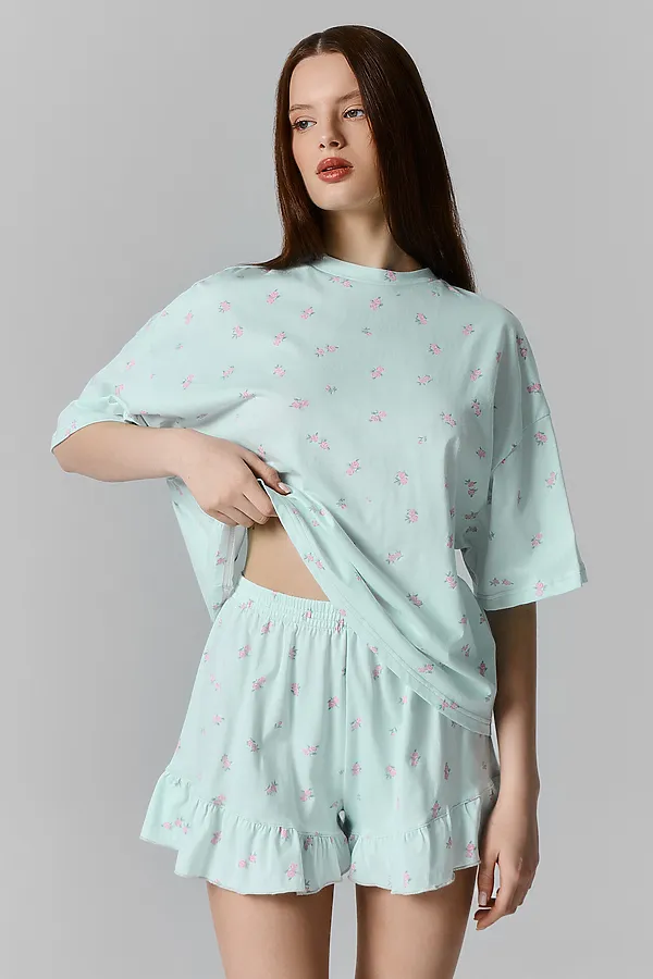 Комплект женский (джемпер, шорты) MARK FORMELLE, цветы на мятном - фото 2