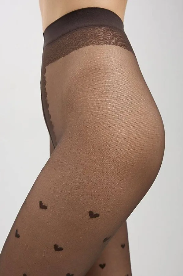 CONTE BONHEUR Колготки женские из лимитированной коллекции с рисунком "сердечки" CONTE ELEGANT, графитовый - фото 2