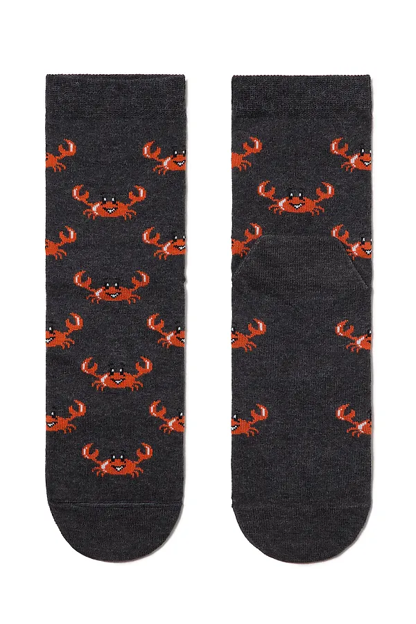 CONTE CLASSIC Хлопковые носки с рисунками "Крабы" CONTE ELEGANT, темно-серый - фото 2