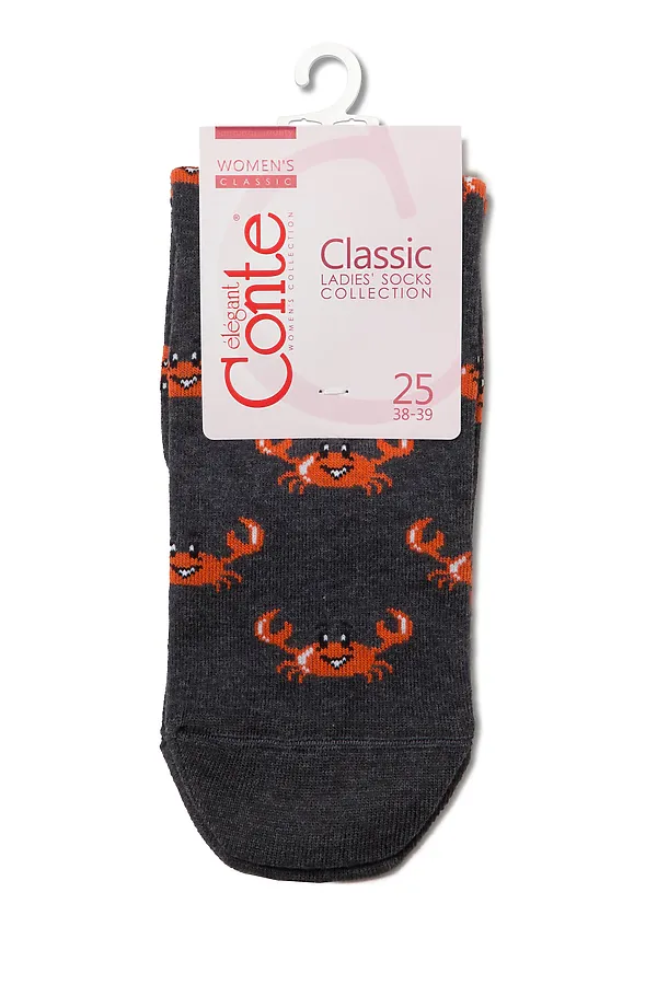 CONTE CLASSIC Хлопковые носки с рисунками "Крабы" CONTE ELEGANT, темно-серый - фото 2