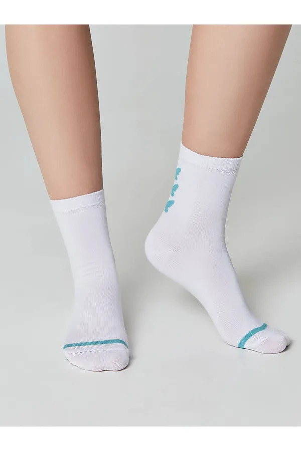 ESLI BASIC Носки женские ESLI, белый-бирюзовый - фото 2