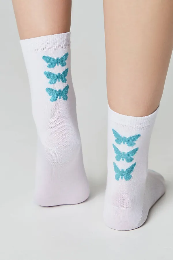 ESLI BASIC Носки женские ESLI, белый-бирюзовый - фото 2