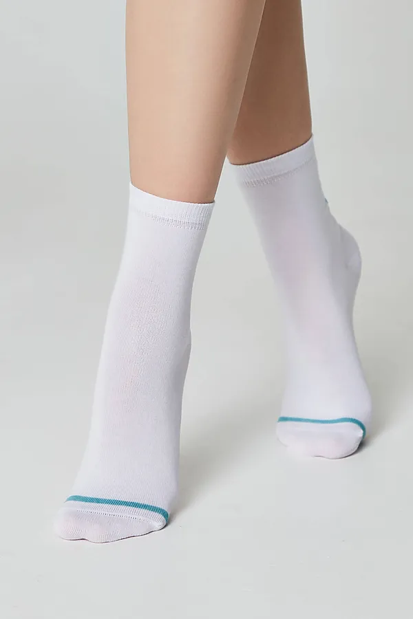 ESLI BASIC Носки женские ESLI, белый-бирюзовый - фото 2
