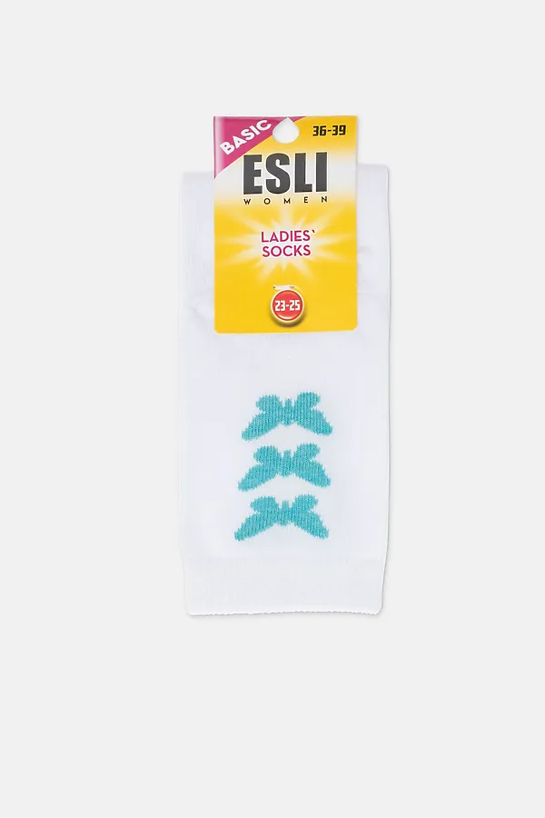 ESLI BASIC Носки женские ESLI, белый-бирюзовый - фото 2