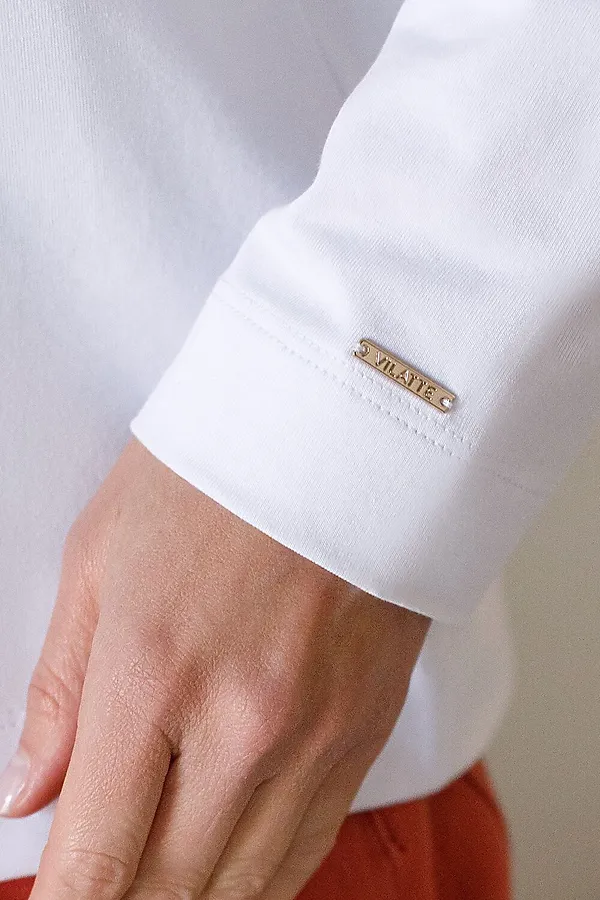 Лонгслив из премиального хлопка с эластаном VILATTE, белый_пастель - фото 2