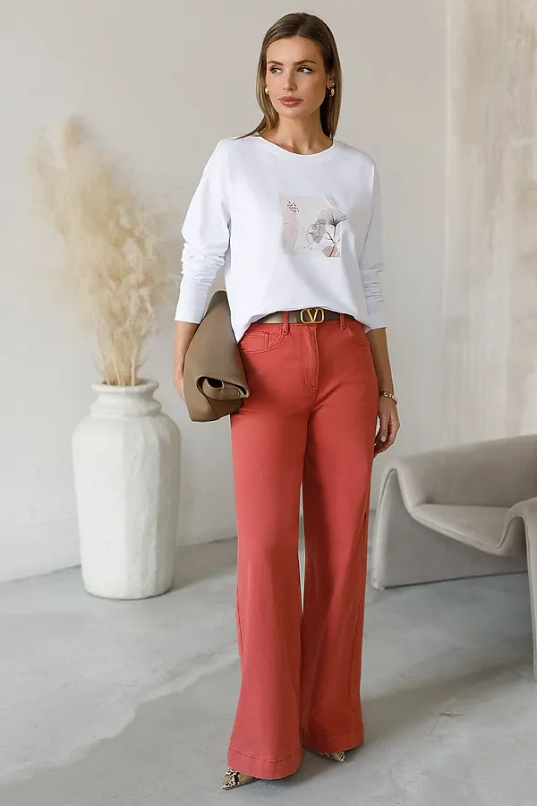 Лонгслив из премиального хлопка с эластаном VILATTE, белый_пастель - фото 2