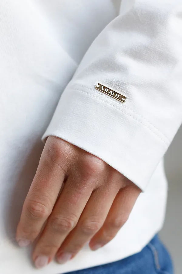 Лонгслив с принтом из премиального хлопка с эластаном VILATTE, молочный_листья - фото 2