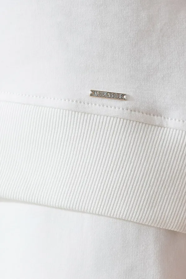 Футболка свободная с принтом из футера двухнитки с эластаном VILATTE, белый_vintage - фото 2