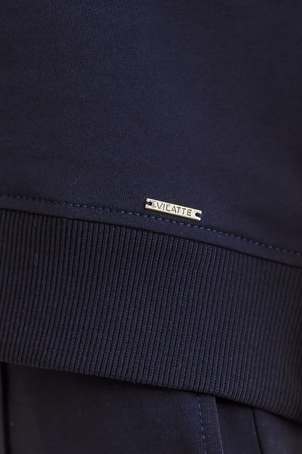 Футболка свободная с принтом из футера двухнитки с эластаном VILATTE, т.синий_vintage - фото 2