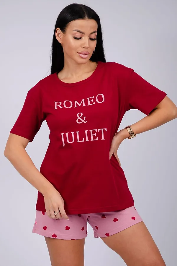 Пижама с шортами Джульетта НАТАЛИ, бордовый - фото 2