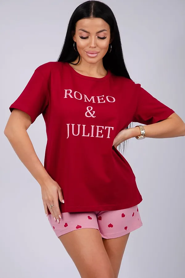 Пижама с шортами Джульетта НАТАЛИ, бордовый - фото 2