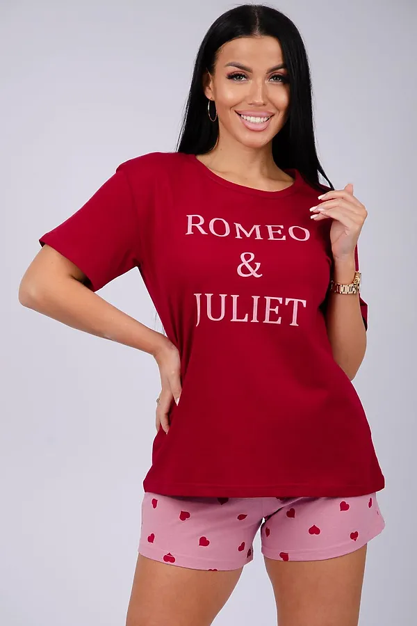 Пижама с шортами Джульетта НАТАЛИ, бордовый - фото 2