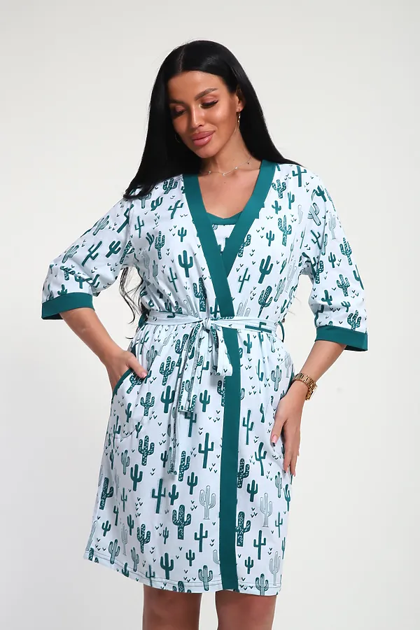 Пеньюар с шортами 24271 НАТАЛИ, зеленый - фото 2